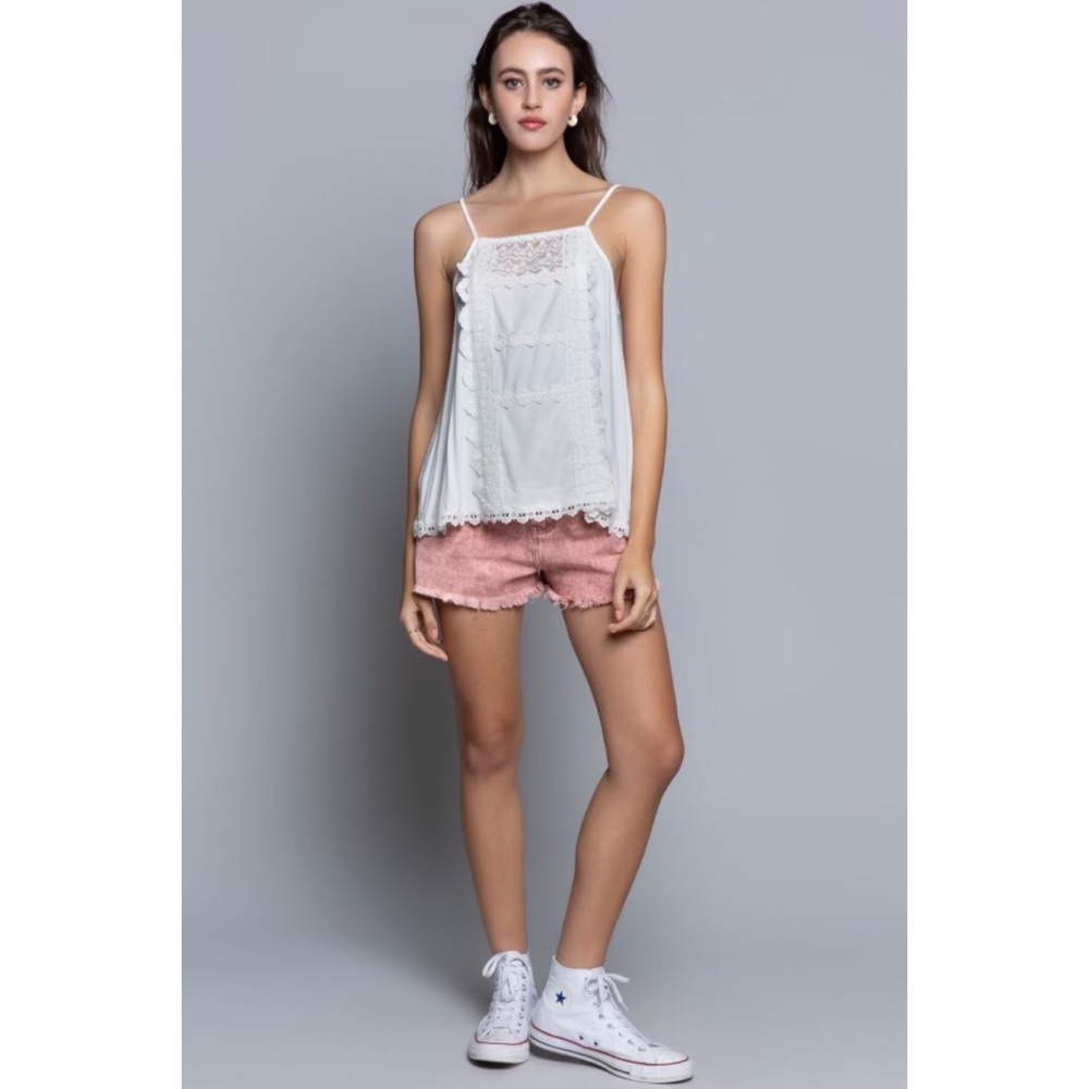 POL White Lace Sleeveless Cami Tank Top - Picture 3 of 8